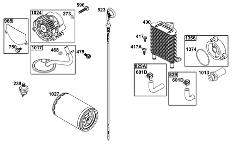 Part Location Diagram of 846259 Briggs and Stratton Hose-oil cooler